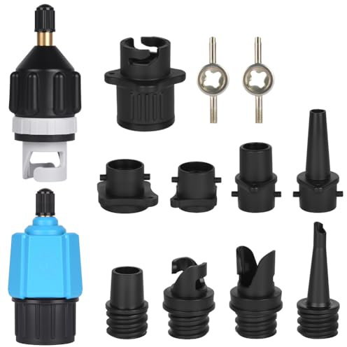 OFFCUP 2 Stück SUP Pumpenadapter, Sup Adapter für Kompressor, Stand Up Paddle Board Luftpumpe Adapter, Aufblasbarer Adapter mit 9Gasdüse, für Alle Arten Schlauchboot Kajaks Paddle Board