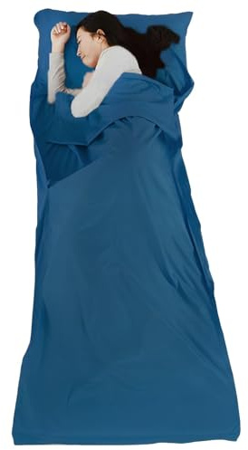 Sleeping Bag Liner, Portable Camping Sleep Bag with Pillow Slot, 210 x 75 cm, for Camping Picnic Hiking Hostels