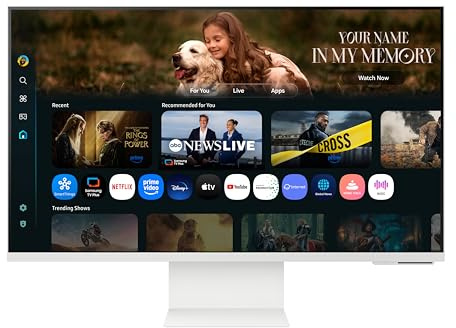 Samsung LS32FM801UUXXU 32 4K Ultra HD HDR10 Smart Monitor with Speakers - 3840x2160, USB-C, HDMI, WiFi, Bluetooth, Smart Hub for TV streaming, Catch Up Apps and Gaming Hub