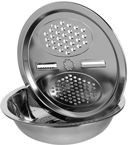 COLLBATH Rallador De Verduras De Metal Multiusos 28 Cm Conjunto De 3 Piezas Acero Inoxidable Incluye Cesta Escurridora y Colador Para Lavabo De Arroz y Frutas Cocina