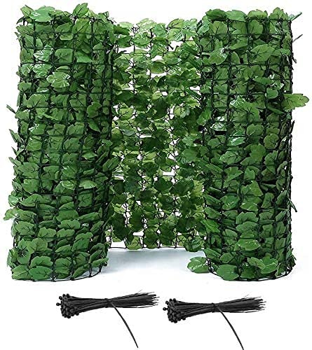 Recinzione decorativa da giardino – Rete di edera artificiale con foglie verdi, 1,5 x 4 m, siepe privacy per esterni perfetta per terrazze e cortili