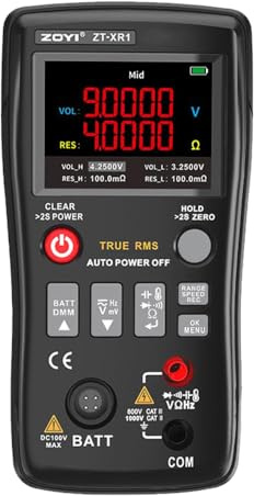 ZOYI ZT-XR1 Battery Tester and 4-1/2 Digit Multimeter, with True RMS, Kelvin Four-wire Internal Resistance Measurement ±0.5%, A/DC (±1000V), Resistance, Capacitance, Auto-ranging, Data Transfer