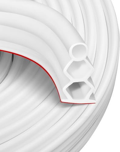 SUNWERK 7M Gummidichtung Dichtungsband Flexibel, 10mm x 18mm Gummidichtung Türrahmen Selbstklebend Wasserdicht, Dichtungsband Fenster Tür Door Seal Dichtungsstreifen Dichtungsgummi(Weiß)