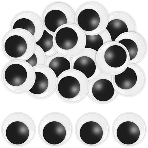 NISENTIA 40 Stück Wackelaugen Selbstklebend Groß, 40mm Kulleraugen Klebeaugen Selbstklebend Groß Big Googly Eyes Bastelaugen Große Selbstklebende Wackelaugen für DIY Scrapbooking Handwerk