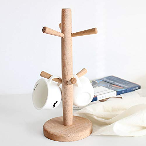 SEAFRONT Baumförmiger Tassenständer aus Holz in Baumform, Halter aus Naturholz mit 6 Haken, Ideal für die Verwendung in der Küche und für Kaffeeliebhaber (Wie gezeigt)