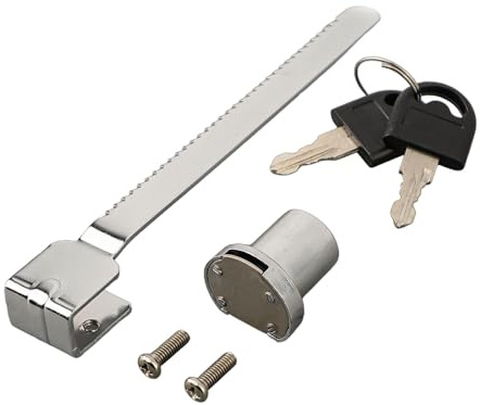CashMuch Glasschiebetürschloss aus Zinklegierung mit Schlüssel für 2–6 mm Glas, verchromtes Schloss für Disay-Koffer, Vitrinen, Trophäenkästen und Einzelhandelsschränke