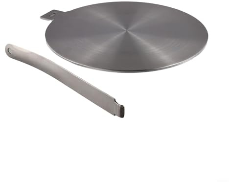 QuivyLivy Placa difusora de calor de acero inoxidable adecuada para cocinas de inducción, ayuda a mantener una temperatura uniforme para resultados de cocción consistentes (24 cm)