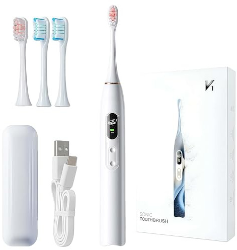 Oryzon ProSonic V1 – Elektrische Ultraschallzahnbürste mit 5 Reinigungsmodi und ergonomischem Griff für eine angenehme Pflege im Alltag. (Weiß)