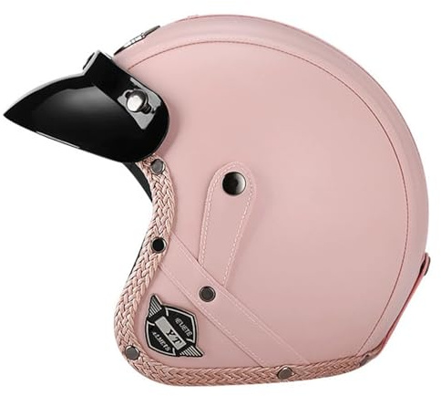 Aperto Casco Moto 3/4 Vintage Casco Mezzo Da Scooter Omologato DOTECE Caschi Jet E Demi-Jet Caschi Pelle Cromwell Ciclomotore Per Adulti Uomini Donne Elmetto Scodella Retrò W,L:59-60CM