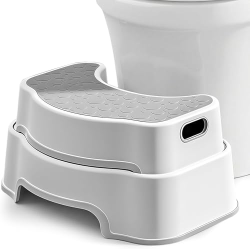 UBRAVOO Toilettenhocker Erwachsene, Rutschfester Badezimmer-Kindertoilettenhocker, Einfach zu Reinigen Tritthocker Kinder, Hocker Toilette für Kleinkinder, Senioren und Schwangere(Grau)