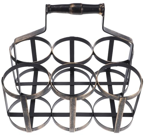 AUTSUPPL Cesto Porta Bottiglie per 6 Bottiglie di e Bevande in Ferro Vintage con Manico Resistente Decorativo per Bar Domestici e Eventi All'aperti