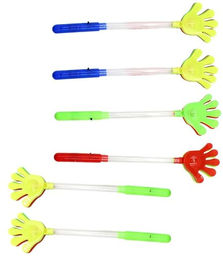 MAJORMENCH 6 Aplaudidores Luminosos de Plástico para Fiestas y Eventos Deportivos, Generadores de Ruido Multifuncionales 3 Pilas Botón, Pack de 6 Unidades Color Aleatorio