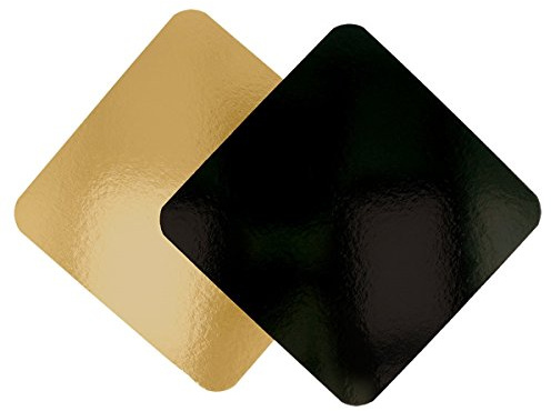 Doppelseitiger Konditoreikarton (Gold/Schwarz) 28X28 Cm Gold/Schwarz Karton - 50 Un.
