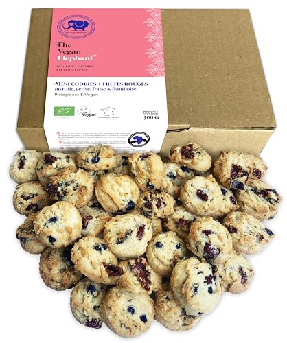 Mini Cookies Orgánicas y Veganas con 4 Frutos Rojos, Fabricación Francesa y Artesanal. 300g