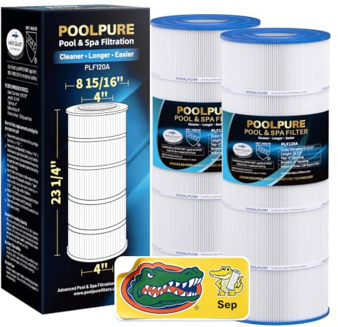 POOLPURE PA120 Poolfilter ersetzt Hayward C1200, CX1200RE, Unicel C-8412, Filbur FC-1293, Clearwater II 125, Waterway Pro Clean PCCF-125, 817-0125N, 120 sq.ft Kartusche, 2 Patrone ack
