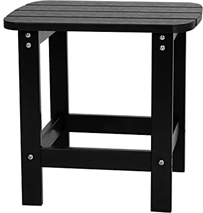 Flash Furniture Charlestown Adirondack Beistelltisch aus Polyresin, für jedes Wetter, für drinnen und draußen, Schwarz