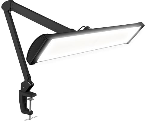 Neatfi Ultra 3.500 Lumen LED-Schreibtischlampe | Flimmerfreies Arbeitslicht für Nagelstudios, Basteln & Büro (Schwarz, 66 CM breiter Schirm)