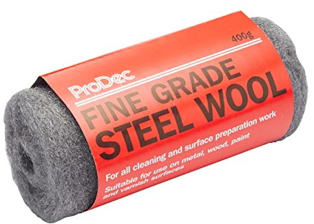 ProDec 400 g feine Stahlwolle zum Reinigen, Metall, Messing, Kupferrohren | Polieren und Oberflächenvorbereitung von Holz, ideal zum Entfernen von Farbe, Lack, Rost, hält Mäuse und Nagetiere fern