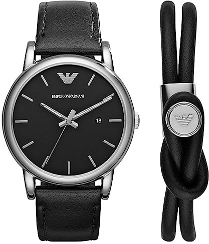 Emporio Armani Herren Quarz 3 Zeiger Uhr mit Armband AR80059
