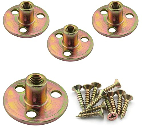 DGHAOP 4pcs Furniture Mounting Plate 5/16 Three-Hole Cylindrical Iron Plate Nut for Furniture Legs