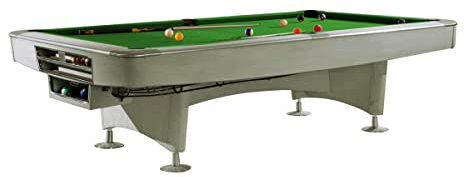 Billiard-Royal Billardtisch Pooltisch Modell Gladiator Grau 9 ft. mit hochwertigem K-55 Bandengummi und freier Tuchwahl, Tuchfarbe:Simonis 860 Yellow Green