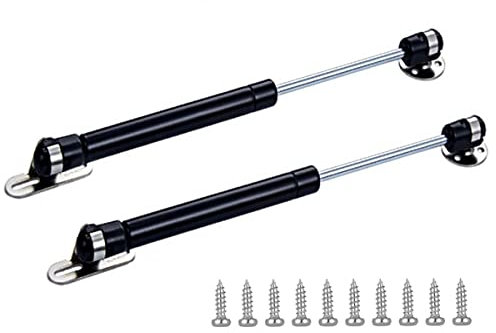 80N/8,2 kg Gasdruckfeder Schrankscharnier Sicherheit Lift Unterstützung, Gasstoß und weiche Öffnung und Dämpfung Teleskop-Schranktür Gummikopf Gasfeder Unterstützung 25,4 cm Länge, 2 Set, Schwarz