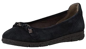 Tamaris Comfort Damen Ballerinas aus Leder Klassisch Comfort Fit, Blau (Navy), 39 EU