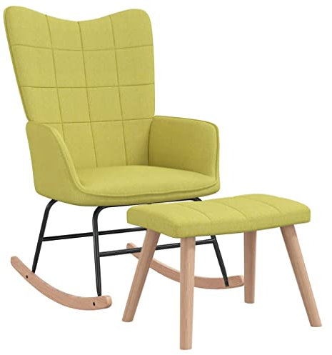 vidaXL Schaukelstuhl mit Hocker Schaukelsessel Schwingsessel Relaxstuhl Polsterstuhl Wohnzimmerstuhl Sessel Stuhl Relaxsessel Stoff Grün