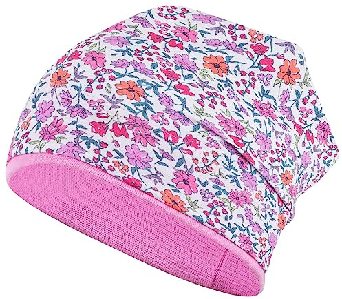 Smarilla Mädchen Beanie mit Blumenmuster | Übergangsmütze – leicht, bequem & farbenfroh
