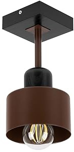 alfalux Deckenlampe Mit 1 Lampenschirmen LED Holz-Metall-Deckenleuchte Leuchte Lampe Wohnzimmerlampe Schlafzimmerlampe Deckenspot Wohnzimmer Schlafzimmer Küche Deckenleuchten BR10x10SC (BRAUN)