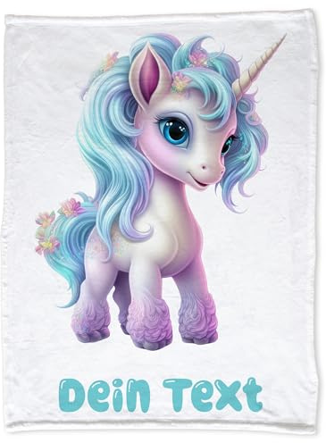 GRAZDesign Personalisierte Babydecke mit Namen Einhorn für Mädchen, Kuscheldecke für Babys und Kleinkind, Geschenk zur Geburt, Taufe 100x75cm - Fleecedecke