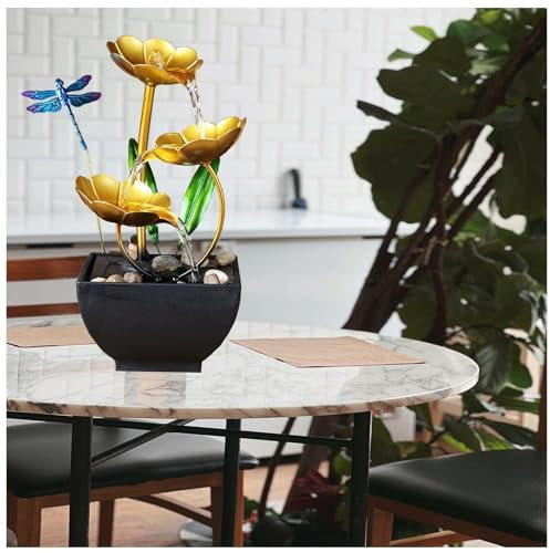 Fontana Da Interno Con Luce LED Fontana Zen Da Interno ， Suono Rilassante Dell'Acqua Corrente Fontana Da Giardino esterno Adatto per Ufficio,Dragonfly
