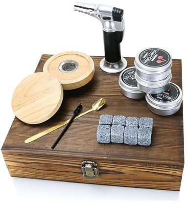 Cocktail Smoker Kit, MKNZOME Whiskey Smoker Kit mit 4 Geräuchertem Cocktail Raucher Kit Sägemehl Vatertagsgeschenk Cocktail Zubehör Für rauchige Cocktails, Wein,Getränke, Bourbon, Kaffee, Fleisch