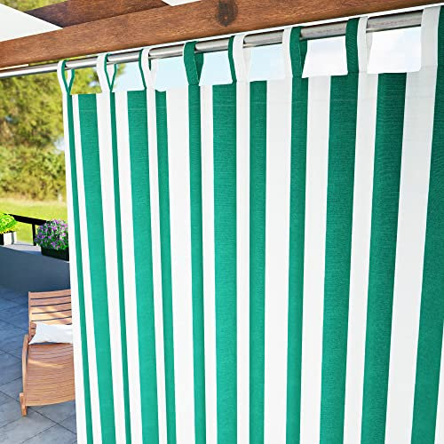 Byour3 - Tende Da Sole SU MISURA Impermeabili Per Esterno Con Passanti In Stoffa A Caduta Antimuffa - Tenda Con Anelli In Tessuto Gazebo Terrazzo Balcone Pergola Patio (Righe Verde, L.155 x 285H)