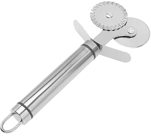 Cabilock 4 Stück Pizzaroller pizzaschneider easy putz Rostbeständig brotzeitmesser wellenschliff roststop Perfekt Messerrad Würfelmaschine Werkzeug rotieren Aufschnitt Rostfreier Stahl