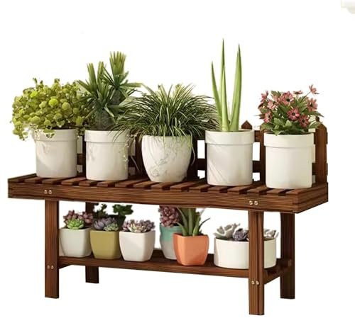 pflanzenständerBlumenständer für den Balkon, mehrschichtiger Pflanzenständer aus Holz für den Innenbereich, Sukkulentenständer, Lange Blumenbank, Blumentopfständer für den Innenhof (S: 80 x
