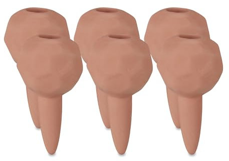 Relaxdays Set 6 Conos de Riego, Picos Autorriego 11x6cm, Dosifican el Agua para Plantas, Arcilla, Regadores 60 ml, Terracota, Cerámica, 11 x 6 cm