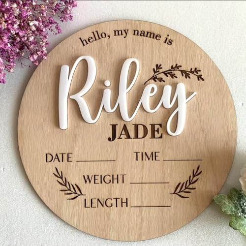 Personalisiertes Baby-Ankündigung Schild Mit Individueller Name, Willkommensschild Für Neugeborene, Babyname, Neugeborenes Baby, Neugeborenen-Geschenk,Babyparty-Geschenk(15cm/6in)