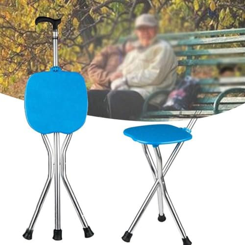 Spazierstock Mit Sitz Dreibein-Gehstocksitz Faltbar Gehstock Mit Sitz Krückenstuhl Gehhilfe rutschfeste Reisestockstuhl Zusammenklappbarer Sitzstock Für Ältere Menschen