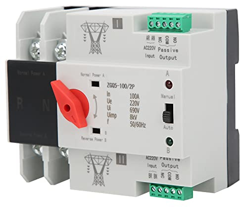 WPKD BLUEIY Interruptor de Transferencia Automática de Doble Potencia, Controlador Ininterrumpido de 2 Vías Controlador de Interruptor de Transferencia 100A para el Hogar Industrial