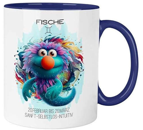 MeLifestyle Kaffeetasse Tasse Becher Sternzeichen Fische | Keramik 330ml | Geschenk, Freund, Freundin, Kollege, Kollegin, Bürotasse, Astrologie