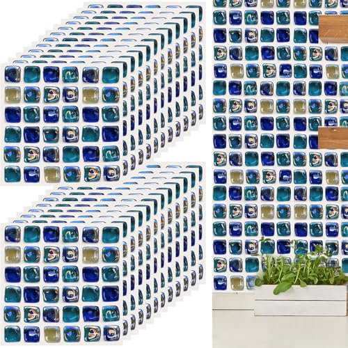 Adesivi per Piastrelle,Yueser 24 Pezzi Piastrelle Trasferimenti Impermeabile Autoadesivo Adesivi per Piastrelle per Bagno Cucina Parete Adesivi Pavimento 20 * 20cm