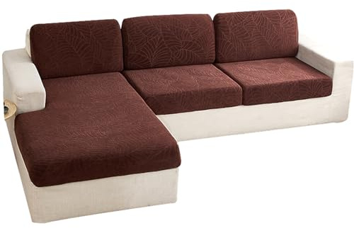 Sofa Sitzkissen Bezuge Groß Stretch 4 3 2 1 Sitzer Couch Sitzkissen ÜBerzug Mit/Ohne Armlehne L U-Form Chaiselongue Ecksofa Sofa Sitz Bezug Schonbezug(Chaise Cover: L: 160-190cm- W: 90-110cm,Coffee)