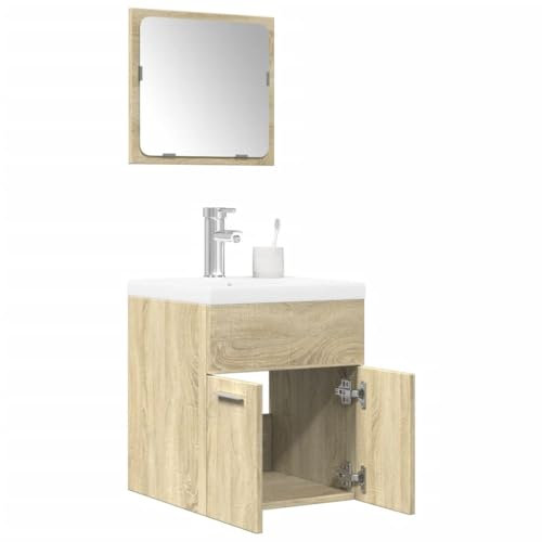 Lauuoeriau Furniture Item home 3-teiliges Badmöbel-Set Sonoma Eiche Holz-Möbel
