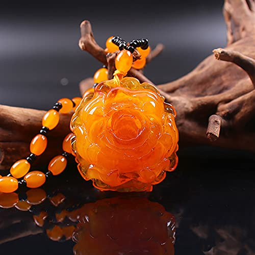 GSZCCZS Feng Shui Halskette mit Bernstein-Reichtums-Anhänger und Harmonie-Schnalle, natürliche authentische Chakra-Heilung, Reiki, Reichtums-Amulett, Glück, Abwehr böser Geister, Glücks-Halskette, E