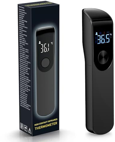 Thermomètre Frontal Bebe et Adultes, Thermomètre Frontal Infrarouge Sans Contact avec Alerte Fièvre, Écran LCD, Lecture Instantanée, ℃ / ℉, Thermometre Numérique (Noir)