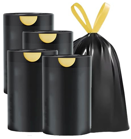 Bolsas de Basura 113.5L Extra Resistentes con Cinta de Autocierre - Diseño Antigoteo y Antirrotura, Ideales para Hogar y Jardín - Pack de 128 Bolsas (4 x 32)