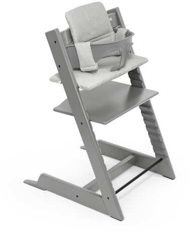 Stokke Tripp Trapp Hochstuhl (Storm Grey) mit OCS-Kissen (Nordic Grey) - Enthält Tripp Trapp Stuhl, Baby Set2 für Kinder von 6-36 Monaten & ein Kissen - Verstellbar, ergonomisch & leicht zu reinigen