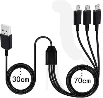 Câble répartiteur micro USB, câble multi-micro USB 3-en-1, câble de charge, câble USB vers micro USB, prise USB 2.0 type A à 4 prise micro USB, câble adaptateur (1m, noir) (câble 3-en-1)