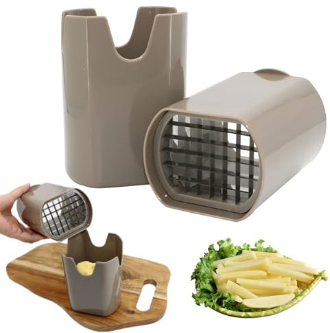 Qianeffort French Fry Cutter, Manual Potato Chipper, Stainless Steel Blade, Grey